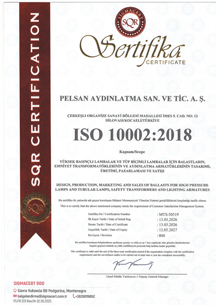 ISO 10002 Müşteri Memnuniyeti Yönetim Sistemi Sertifikası