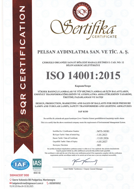 ISO 14001 2015 Çevre Yönetim Sistem Belgesi